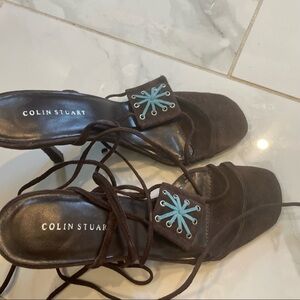 Y2K brown leather tribal sandal